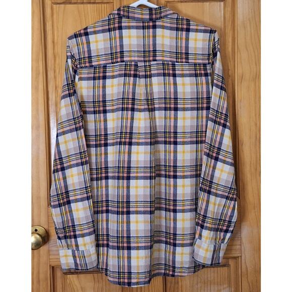 EXPRESS Shirt Women's Medium Boyfriend Flannel Classic Plaid Preppy Comfy Cozy - Picture 3 of 6